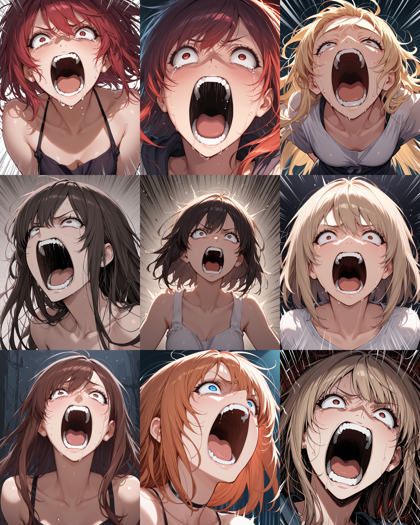 WAI-illustrious-SDXL v15.0 - 絶叫する表情のプロンプト、画像生成結果:画像1