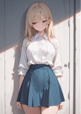 シャツをパンツやスカートに入れる、入れない着こなしを生成するプロンプト、画像生成結果:画像1