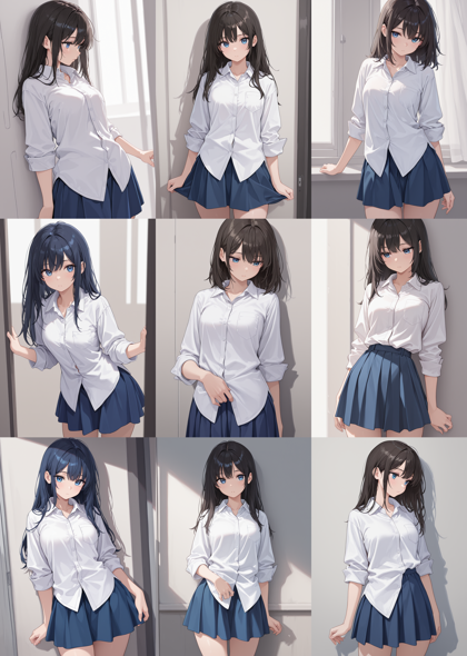 SteinIllustrious v16 - シャツをパンツやスカートに入れる、入れない着こなしを生成するプロンプト、画像生成結果:画像5