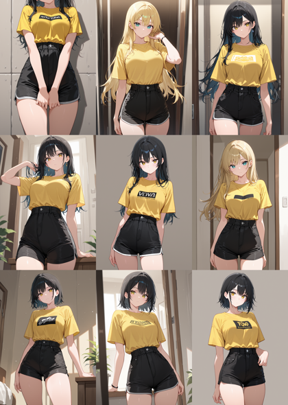 WAI-illustrious-SDXL v15.0 - シャツをパンツやスカートに入れる、入れない着こなしを生成するプロンプト、画像生成結果:画像6