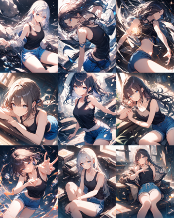 Animagine XL v4.0 opt - 短パン、ショートパンツのプロンプト:画像3