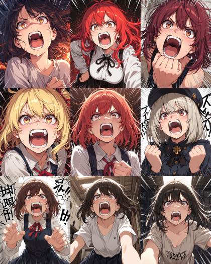 Hakushi Mix v1.41 - 叫ぶ表情を表現するプロンプト:画像6