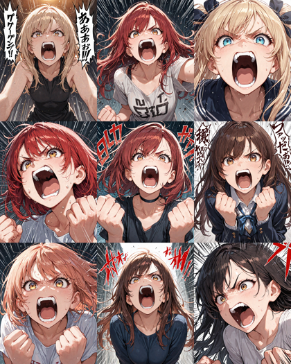 Nova Anime XL v13.0 - 叫ぶ表情を表現するプロンプト:画像2