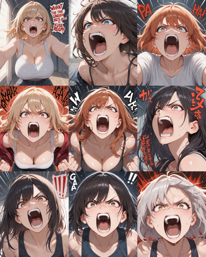 Prefect illustrious XL v4.0 - 叫ぶ表情を表現するプロンプト:画像4