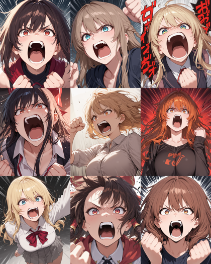 WAI-illustrious-SDXL v15.0 - 叫ぶ表情を表現するプロンプト:画像1