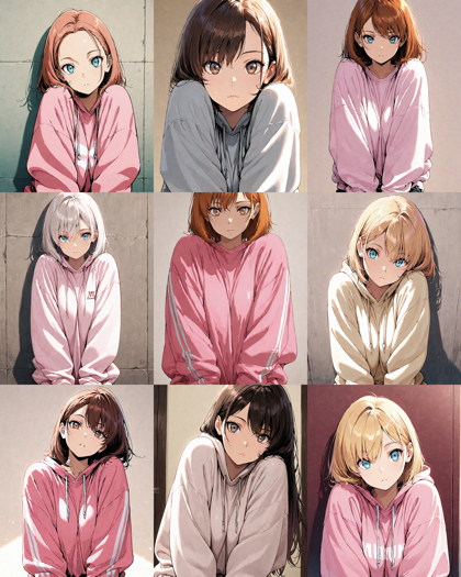 Nova Anime XL v12.5 - 肩を大きくすくめるポーズのプロンプトと画像生成結果:画像17