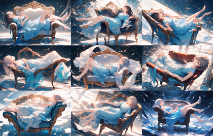 Animagine XL 4.0 opt - 幅の広い椅子、大きい椅子に横向きに座っているシーンを表現するプロンプト、画像生成結果:画像4