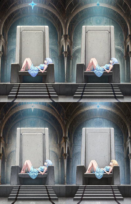 Ikastrious v16.0 - 幅の広い椅子、大きい椅子に横向きに座っているシーンを表現するプロンプト、画像生成結果:画像16