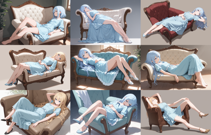 WAI-illustrious-SDXL v15.0 - 幅の広い椅子、大きい椅子に横向きに座っているシーンを表現するプロンプト、画像生成結果:画像2