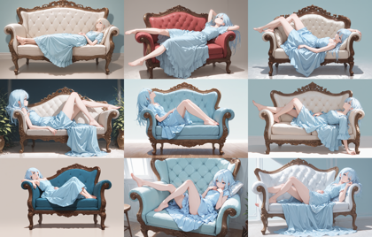 WooMix v1.98 - 幅の広い椅子、大きい椅子に横向きに座っているシーンを表現するプロンプト、画像生成結果:画像8