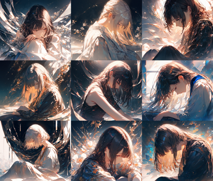 Animagine XL v4.0 opt - チラ見しているポーズのプロンプト、画像生成結果:画像1