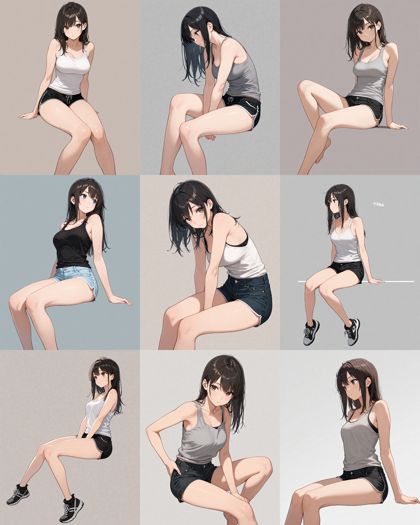 Nova Anime XL v9.0 - 空中に座っている構図とポーズのプロンプト、画像生成結果:画像3
