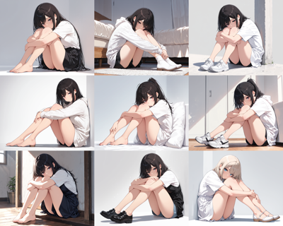 AlcAI - AnimeHaven Awakening v10 - 膝を折り曲げて座る、膝を抱えて座る、体育座りのポーズのプロンプト:画像6