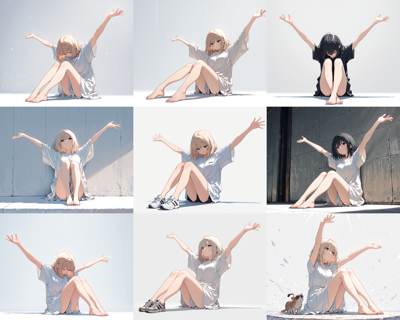 AlcAI - AnimeHaven Awakening v10 - 膝を折り曲げて座る、膝を抱えて座る、体育座りのポーズのプロンプト:画像12