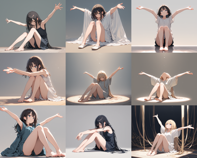 WAI-NSFW-Illustrious v14.0 - 膝を折り曲げて座る、膝を抱えて座る、体育座りのポーズのプロンプト:画像8