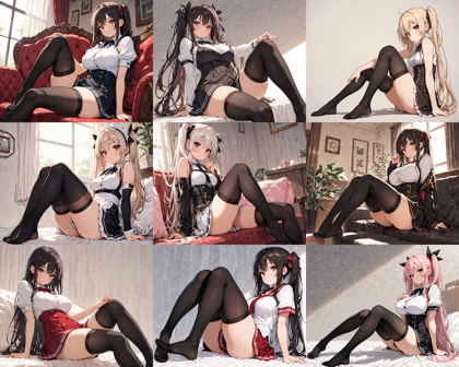Nova Anime XL v13.0 - 靴下、ストッキング、水着が肌に食い込む表現のプロンプト、画像生成結果:画像2