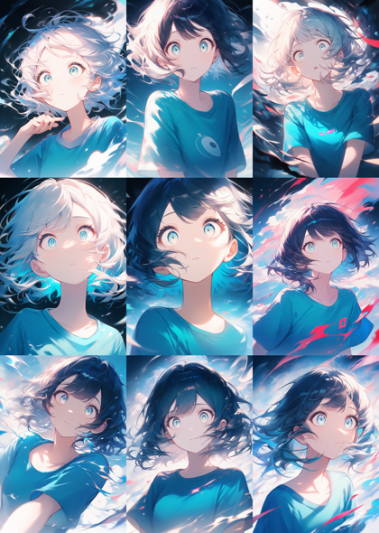 Animagine XL 4.0 opt - 少しだけ眼を見開いた表情、瞳が瞼に隠されない表情を表現するプロンプト、画像生成結果:画像1