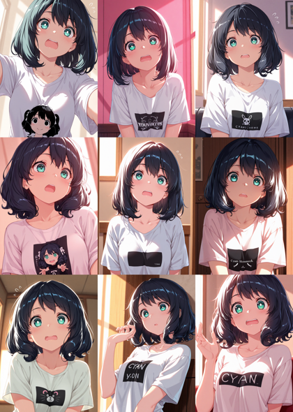 Hakushi Mix v1.41 - 少しだけ眼を見開いた表情、瞳が瞼に隠されない表情を表現するプロンプト、画像生成結果:画像8