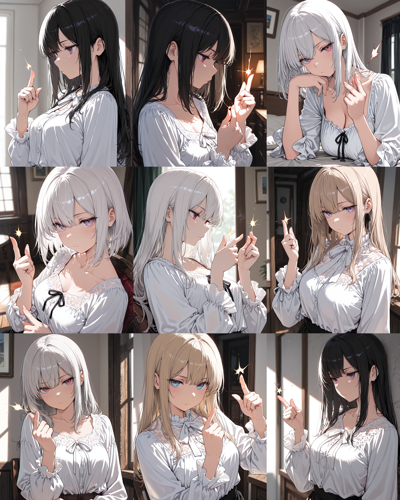 AlcAI - AnimeHaven Awakening v10 - 指を鳴らすポーズを表現するプロンプトと画像生成結果:画像4
