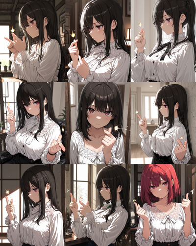 HakushiMix v1.41 - 指を鳴らすポーズを表現するプロンプトと画像生成結果:画像5