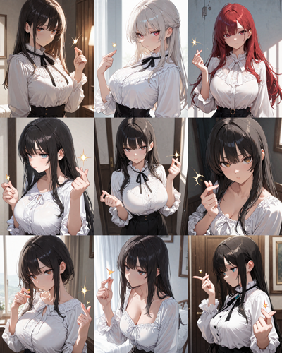 Nova Anime XL v10.0 - 指を鳴らすポーズを表現するプロンプトと画像生成結果:画像3