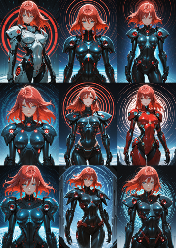 Nova Anime XL v12.0 - コスチュームや背景に渦巻き模様、円形模様を表現するプロンプト、画像生成結果:画像2