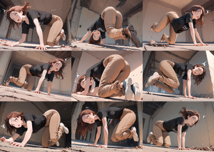 Electrum Cinnamon Anime - つまずいて転びそうなキャラクター、シーンを表現するプロンプト:画像23