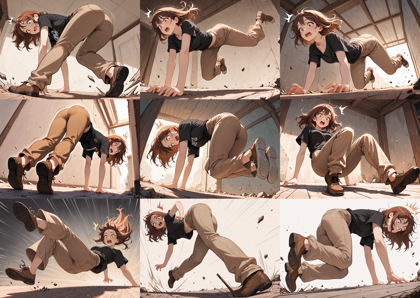 Nova Anime XL v17.0 - つまずいて転びそうなキャラクター、シーンを表現するプロンプト:画像14