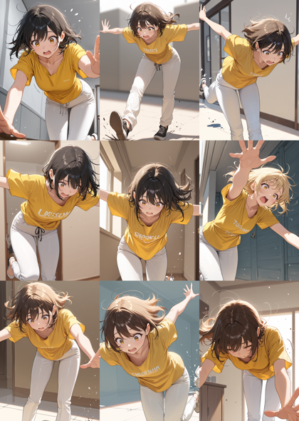 Prefect illustrious XL v7.0 - つまずいて転びそうなキャラクター、シーンを表現するプロンプト:画像3