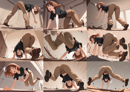 Prefect illustrious XL v7.0 - つまずいて転びそうなキャラクター、シーンを表現するプロンプト:画像15