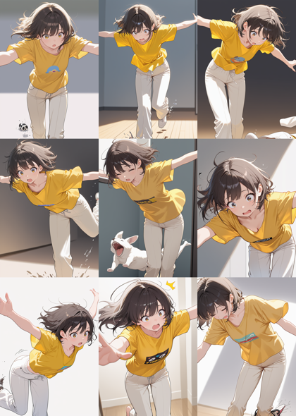 Raehoshi illust XL v9.0 - つまずいて転びそうなキャラクター、シーンを表現するプロンプト:画像5