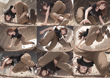 RIN IllusioN-R NSFW Illustrious v3.0 - つまずいて転びそうなキャラクター、シーンを表現するプロンプト:画像24