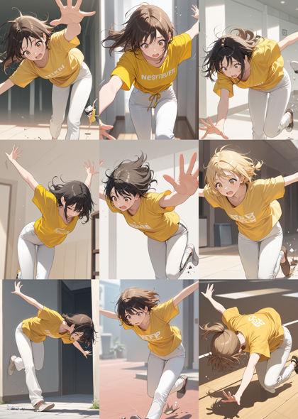 WAI-illustrious-SDXL v16.0 - つまずいて転びそうなキャラクター、シーンを表現するプロンプト:画像1