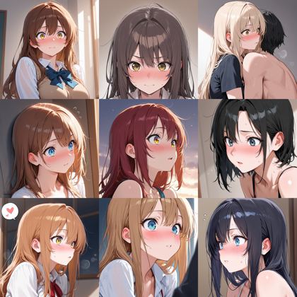 JANKU v6.9 - 軽く驚いた表情、軽く照れた表情を表現するプロンプト、画像生成結果:画像4