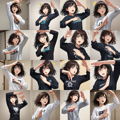 Kawaii Realistic Manga IL Mix v0.2 - びっくりマチュのポーズを表現するプロンプト、画像生成結果:画像11