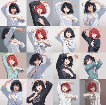 Kyaa - FlatAnime v1.0 - びっくりマチュのポーズを表現するプロンプト、画像生成結果:画像17