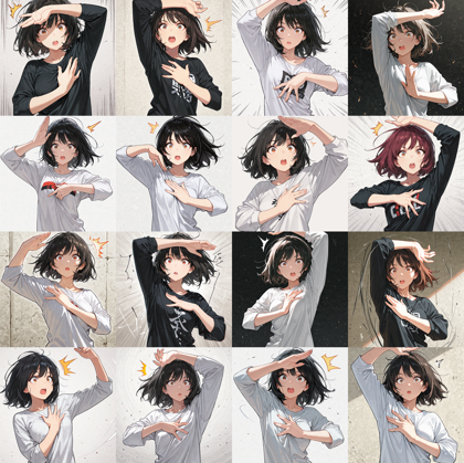 Nova Flat XL v7.0 - びっくりマチュのポーズを表現するプロンプト、画像生成結果:画像13