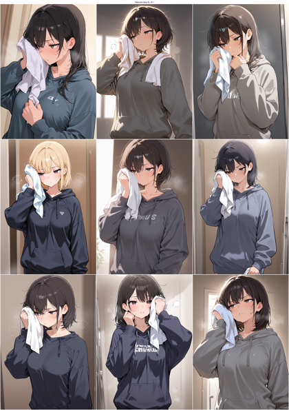 Raehoshi illust XL v9.1 - 汗を流すキャラクター、汗ばむ肌を表現するプロンプト、画像生成成結果:画像4