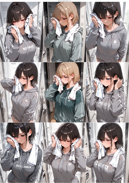 RIN Anime ArtFlow Illustrious v4.0 - 汗を流すキャラクター、汗ばむ肌を表現するプロンプト、画像生成成結果:画像8