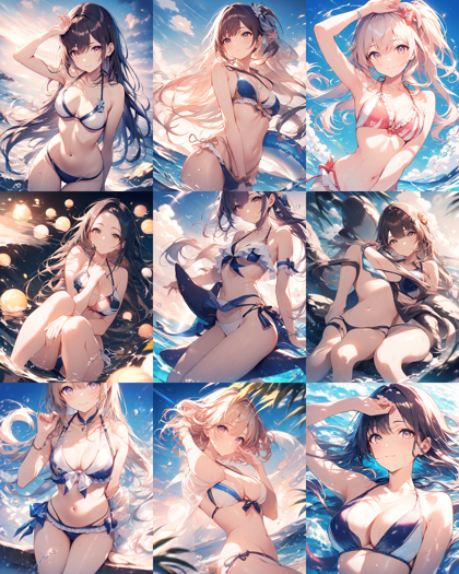 Animagine XL v4.0 opt - 水着を着たキャラクターのプロンプト:画像4