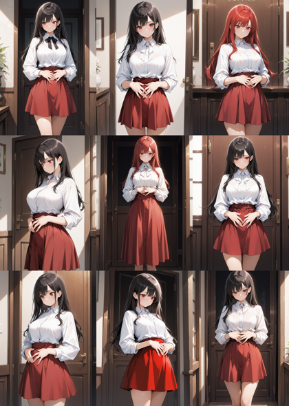 FiaMix Illustrious-XL v2.90 - 服の上からお腹を触るポーズのプロンプト、画像生成結果:画像10