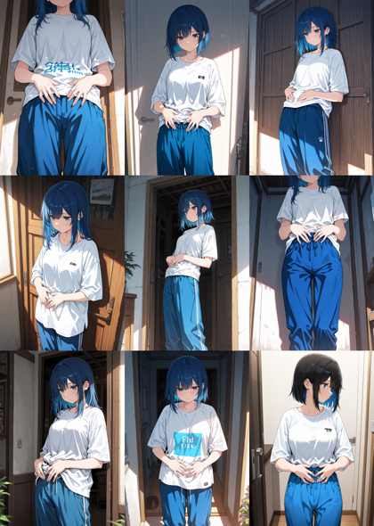 Hakushi Mix v1.41 - 服の上からお腹を触るポーズのプロンプト、画像生成結果:画像3