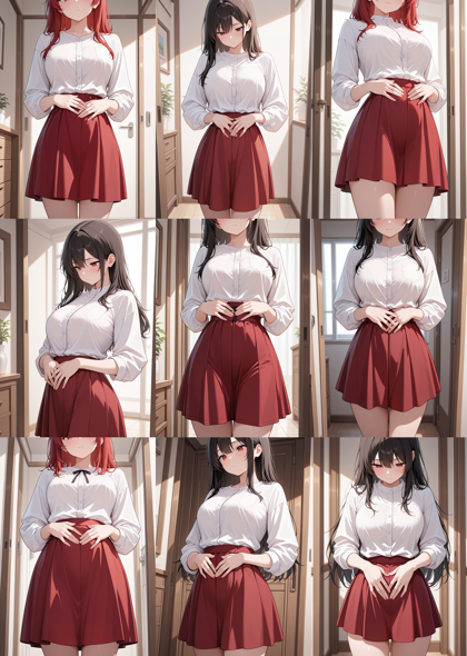 Illustrious NSFW from HaDeS v1.0.12 - 服の上からお腹を触るポーズのプロンプト、画像生成結果:画像11