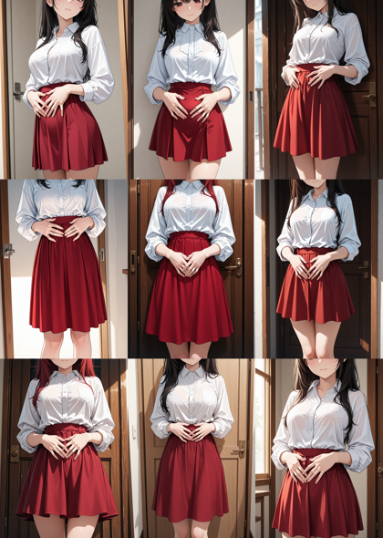 Kawaii Realistic Manga IL Mix v0.2 - 服の上からお腹を触るポーズのプロンプト、画像生成結果:画像12