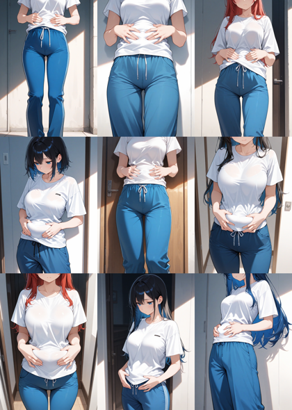 Nova Anime XL v12.0 - 服の上からお腹を触るポーズのプロンプト、画像生成結果:画像2