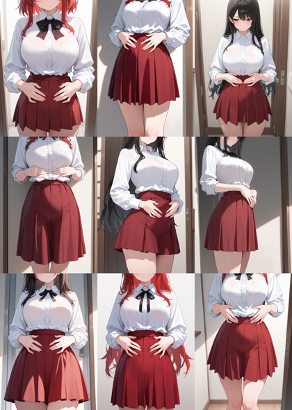 WAI-illustrious-SDXL v15.0 - 服の上からお腹を触るポーズのプロンプト、画像生成結果:画像7