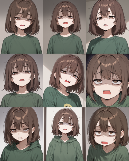 Diving-Illustrious Flat Anime Paradigm Shift v4.0 - 「うへぇ」の表情を表現するプロンプト、画像生成結果:画像41