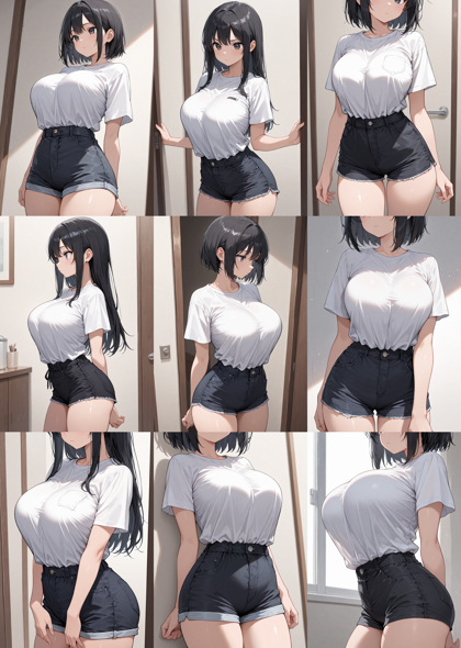 Nova Anime XL v14.0 - シャツでアンダーバストラインができないようにするプロンプト、画像生成結果:画像3