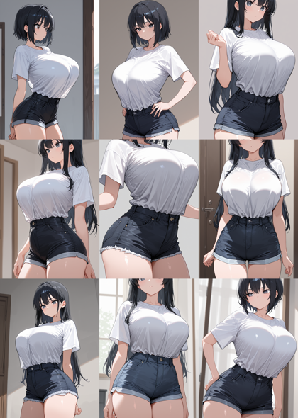 WAI-illustrious-SDXL v15.0 - シャツでアンダーバストラインができないようにするプロンプト、画像生成結果:画像2