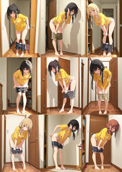 Hakushi Mix v1.41 - 服を脱ぐポーズ、服を脱ぎかけているシーンを表現するプロンプト、画像生成結果:画像15